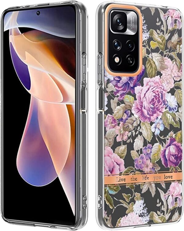 Xiaomi Redmi Note 11 Pro+ 5G Θήκη Σιλικόνης Μωβ Παιώνια Flowers and Plants Series IMD TPU Phone Case Purple Peony
