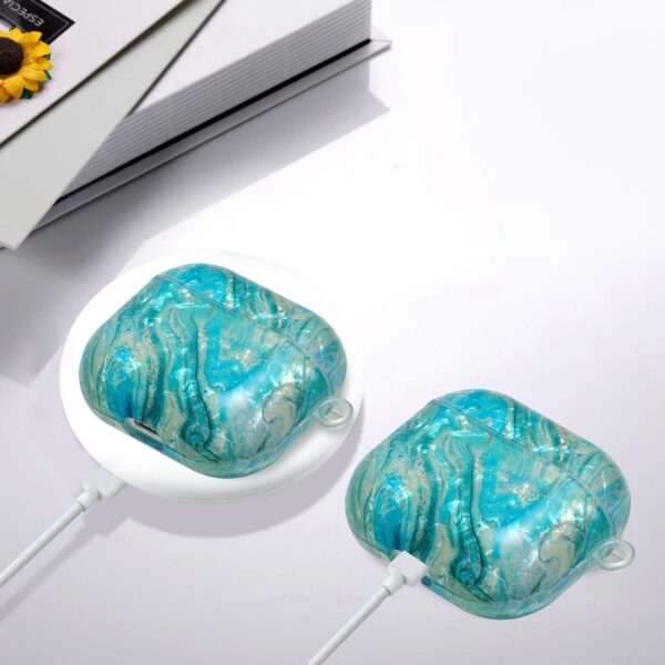 AirPods 3 Θήκη Σιλικόνης με Λουράκι Painted Shell Texture Wireless Earphone Case with Lanyard Luxury Marble