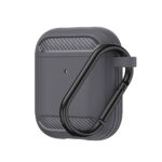 AirPods 1 / 2 Θήκη Σιλικόνης Earphones Shockproof Carbon Fiber Armor TPU Protective Case Grey