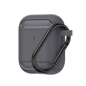 AirPods 1 / 2 Θήκη Σιλικόνης Earphones Shockproof Carbon Fiber Armor TPU Protective Case Grey