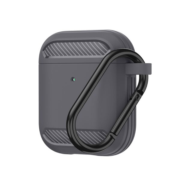 AirPods 1 / 2 Θήκη Σιλικόνης Earphones Shockproof Carbon Fiber Armor TPU Protective Case Grey