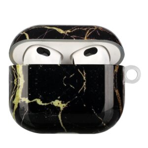 AirPods 3 Θήκη Πλαστική Painted Plastic Wireless Earphone Protective Case Black Gold Marble
