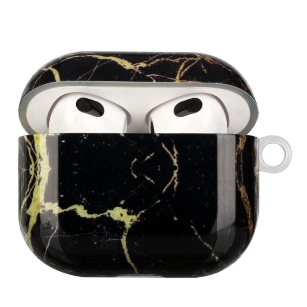 AirPods 3 Θήκη Πλαστική Painted Plastic Wireless Earphone Protective Case Black Gold Marble