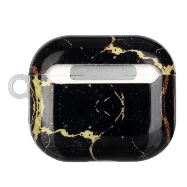 AirPods 3 Θήκη Πλαστική Painted Plastic Wireless Earphone Protective Case Black Gold Marble