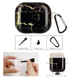 AirPods 3 Θήκη Πλαστική Painted Plastic Wireless Earphone Protective Case Black Gold Marble