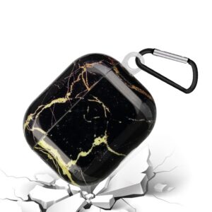 AirPods 3 Θήκη Πλαστική Painted Plastic Wireless Earphone Protective Case Black Gold Marble