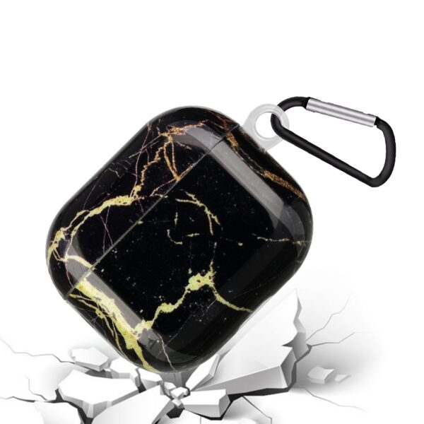 AirPods 3 Θήκη Πλαστική Painted Plastic Wireless Earphone Protective Case Black Gold Marble