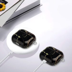AirPods 3 Θήκη Πλαστική Painted Plastic Wireless Earphone Protective Case Black Gold Marble
