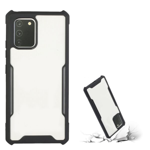 Samsung Galaxy A41 Θήκη Με Μαύρο Περίγραμμα Και Διάφανη Πλάτη Acrylic + Color TPU Shockproof Case Black