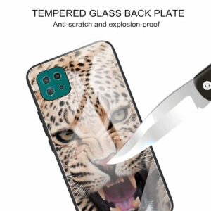 Samsung Galaxy A22 5G Θήκη Με Πλαίσιο Σιλικόνης Και Όψη Γυαλιού Colorful Painted Glass Shockproof Protective Case Leopard