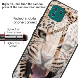Samsung Galaxy A22 5G Θήκη Με Πλαίσιο Σιλικόνης Και Όψη Γυαλιού Colorful Painted Glass Shockproof Protective Case Leopard