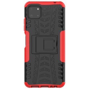 Samsung Galaxy A22 5G Θήκη Κόκκινη Tire Texture Shockproof TPU+PC Protective Case with Holder Red