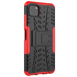Samsung Galaxy A22 5G Θήκη Κόκκινη Tire Texture Shockproof TPU+PC Protective Case with Holder Red