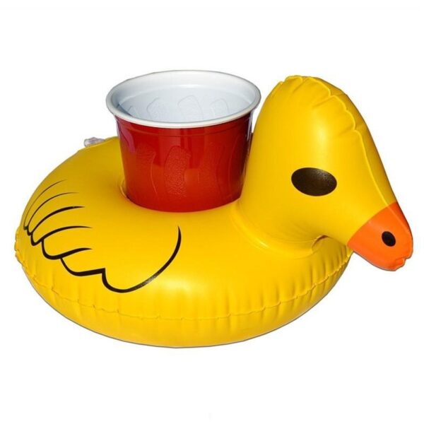 Φουσκωτή Θήκη Ποτού Inflatable Yellow Duck Shaped Floating Drink Holder, Inflated Size: About 23 x 19cm