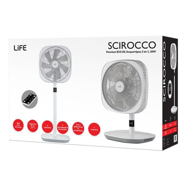 LIFE SCIROCCO 12" DC STAND FAN 2IN1 20W