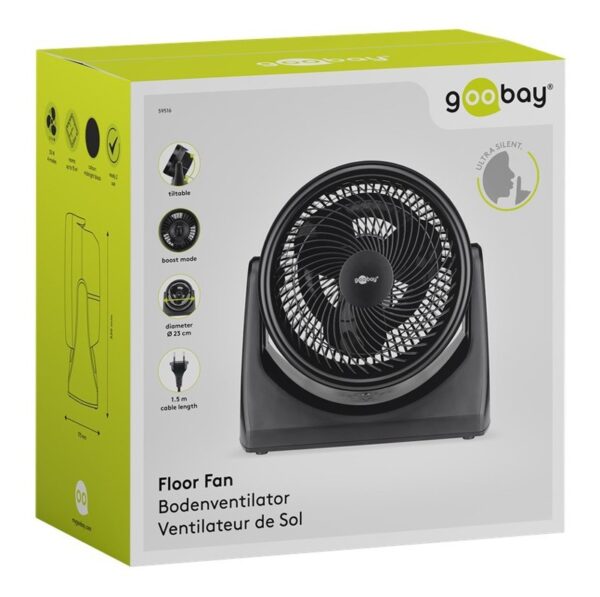 GOOBAY ανεμιστήρας δαπέδου 59516, 9", 3 επίπεδα ταχύτητας, 30W, μαύρος