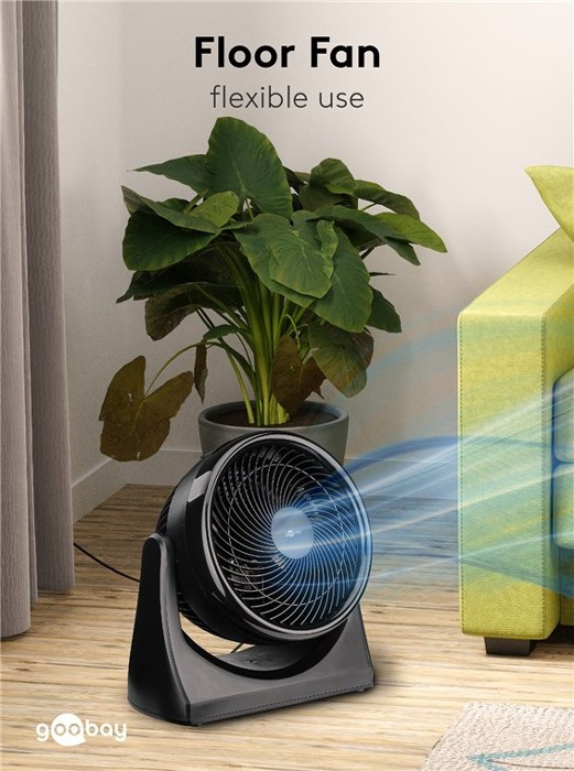 GOOBAY ανεμιστήρας δαπέδου 59516, 9", 3 επίπεδα ταχύτητας, 30W, μαύρος
