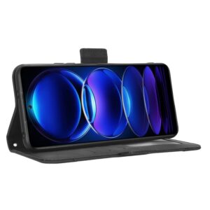 Xiaomi Redmi Note 12 5G / Xiaomi Poco X5 5G Θήκη Βιβλίο Μαύρο Skin Feel Calf Texture Card Slots Phone Case Black