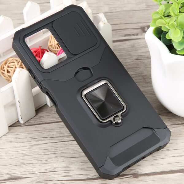 Xiaomi Redmi Note 12 5G / Xiaomi Poco X5 5G Θήκη Μαύρη Με Σταντ Camera Shield Card Slot Phone Case with Ring Holder Black