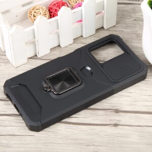 Xiaomi Redmi Note 12 5G / Xiaomi Poco X5 5G Θήκη Μαύρη Με Σταντ Camera Shield Card Slot Phone Case with Ring Holder Black