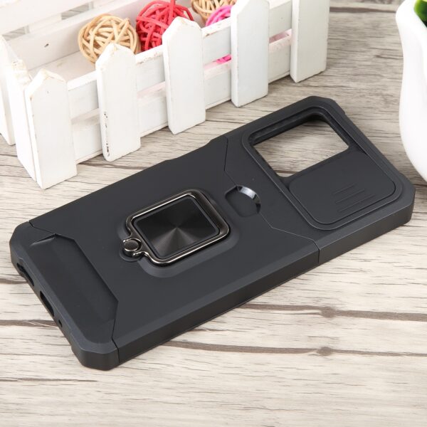Xiaomi Redmi Note 12 5G / Xiaomi Poco X5 5G Θήκη Μαύρη Με Σταντ Camera Shield Card Slot Phone Case with Ring Holder Black