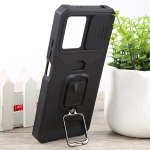 Xiaomi Redmi Note 12 5G / Xiaomi Poco X5 5G Θήκη Μαύρη Με Σταντ Camera Shield Card Slot Phone Case with Ring Holder Black