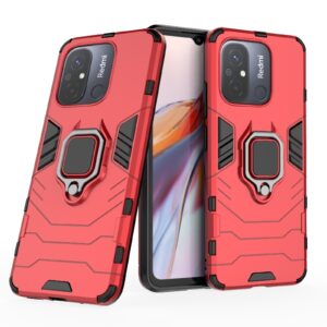 Xiaomi Redmi 12C Σκληρή Θήκη Κόκκινη Με Σταντ Magnetic Ring Holder PC + TPU Phone Case Red