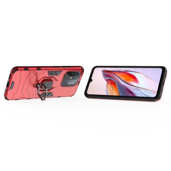 Xiaomi Redmi 12C Σκληρή Θήκη Κόκκινη Με Σταντ Magnetic Ring Holder PC + TPU Phone Case Red