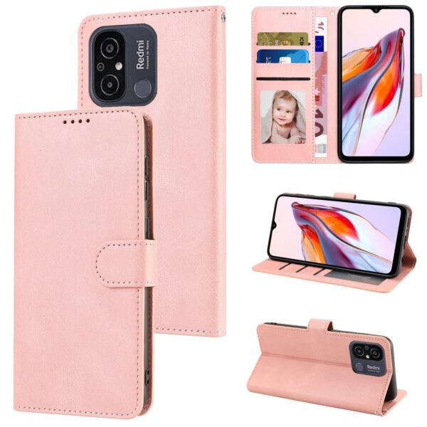 Xiaomi Redmi 12C Θήκη Βιβλίο Ροζ Fantasy Skin-feel Calfskin Texture Phone Case Pink