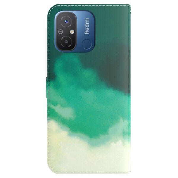 Xiaomi Redmi 12C Θήκη Βιβλίο Watercolor Pattern Flip Phone Case Cyan Green