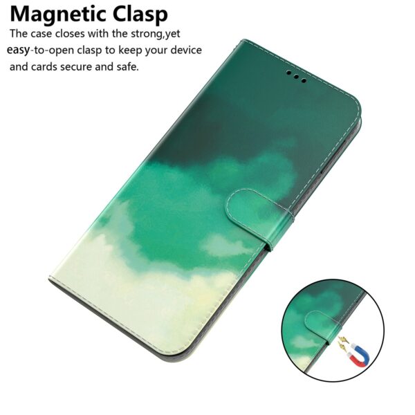 Xiaomi Redmi 12C Θήκη Βιβλίο Watercolor Pattern Flip Phone Case Cyan Green