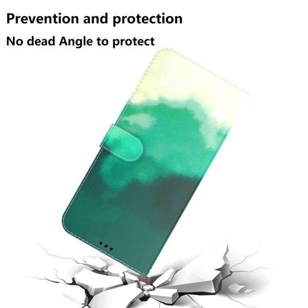 Xiaomi Redmi 12C Θήκη Βιβλίο Watercolor Pattern Flip Phone Case Cyan Green