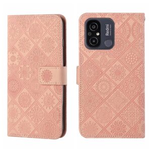 Xiaomi Redmi 12C Θήκη Βιβλίο Ροζ Ethnic Style Embossed Pattern Phone Case Pink