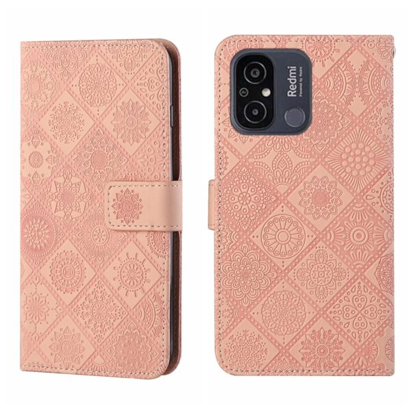 Xiaomi Redmi 12C Θήκη Βιβλίο Ροζ Ethnic Style Embossed Pattern Phone Case Pink