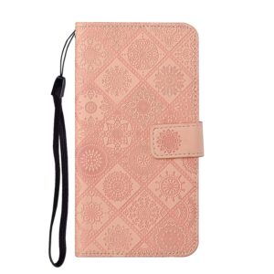 Xiaomi Redmi 12C Θήκη Βιβλίο Ροζ Ethnic Style Embossed Pattern Phone Case Pink