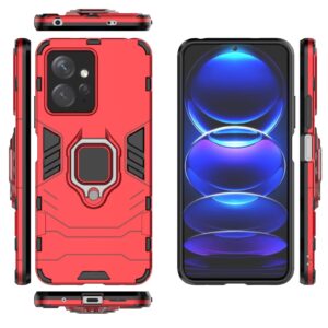 Xiaomi Redmi Note 12 4G Σκληρή Θήκη Κόκκινη Με Σταντ Magnetic Ring Holder PC + TPU Phone Case Red
