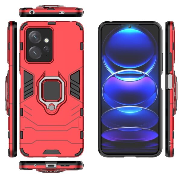 Xiaomi Redmi Note 12 4G Σκληρή Θήκη Κόκκινη Με Σταντ Magnetic Ring Holder PC + TPU Phone Case Red