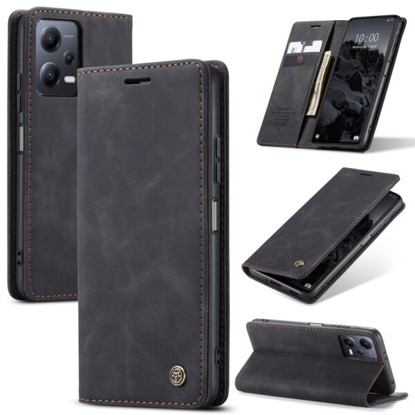 Xiaomi Redmi Note 12 5G / Xiaomi Poco X5 5G Θήκη Βιβλίο Μαύρο CaseMe 013 Multifunctional Horizontal Flip Phone Case Black