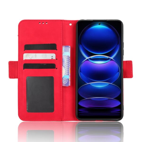 Xiaomi Redmi Note 12 5G / Xiaomi Poco X5 5G Θήκη Βιβλίο Κόκκινο Skin Feel Calf Texture Card Slots Phone Case Red