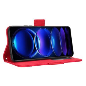 Xiaomi Redmi Note 12 5G / Xiaomi Poco X5 5G Θήκη Βιβλίο Κόκκινο Skin Feel Calf Texture Card Slots Phone Case Red