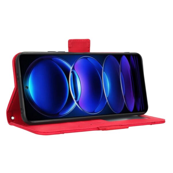 Xiaomi Redmi Note 12 5G / Xiaomi Poco X5 5G Θήκη Βιβλίο Κόκκινο Skin Feel Calf Texture Card Slots Phone Case Red