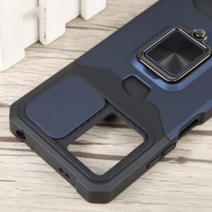 Xiaomi Redmi Note 12 5G / Xiaomi Poco X5 5G Θήκη Μπλε Με Σταντ Camera Shield Card Slot Phone Case with Ring Holder Blue