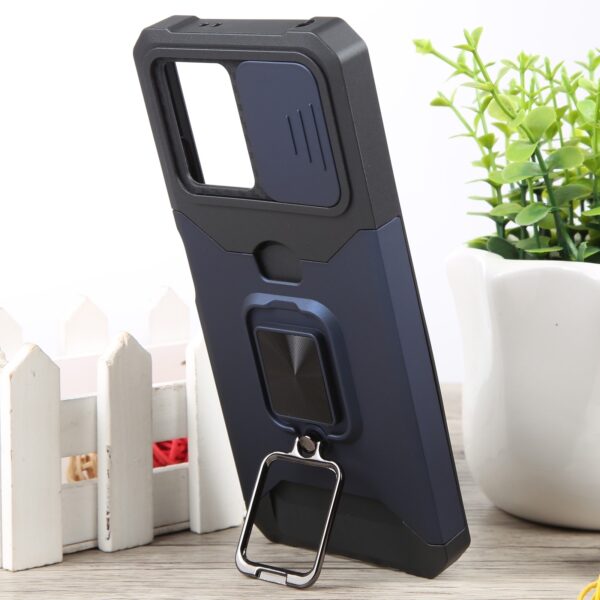 Xiaomi Redmi Note 12 5G / Xiaomi Poco X5 5G Θήκη Μπλε Με Σταντ Camera Shield Card Slot Phone Case with Ring Holder Blue