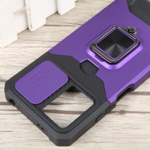 Xiaomi Redmi Note 12 5G / Xiaomi Poco X5 5G Θήκη Μωβ Με Σταντ Camera Shield Card Slot Phone Case with Ring Holder Purple