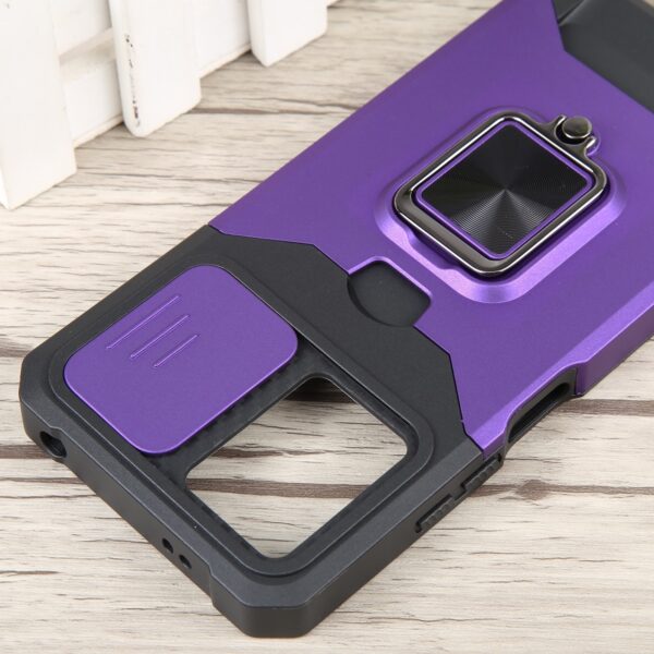 Xiaomi Redmi Note 12 5G / Xiaomi Poco X5 5G Θήκη Μωβ Με Σταντ Camera Shield Card Slot Phone Case with Ring Holder Purple