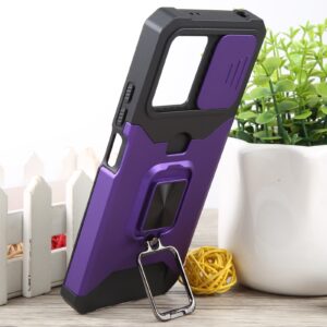 Xiaomi Redmi Note 12 5G / Xiaomi Poco X5 5G Θήκη Μωβ Με Σταντ Camera Shield Card Slot Phone Case with Ring Holder Purple