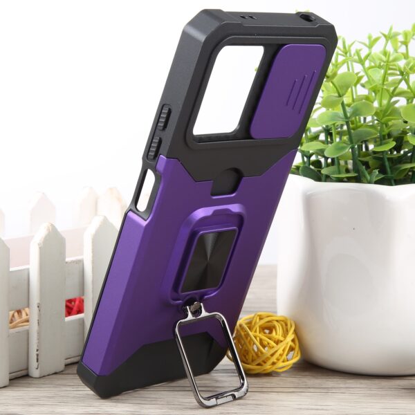 Xiaomi Redmi Note 12 5G / Xiaomi Poco X5 5G Θήκη Μωβ Με Σταντ Camera Shield Card Slot Phone Case with Ring Holder Purple