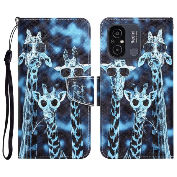 Xiaomi Redmi 12C Θήκη Βιβλίο Colored Drawing Phone Case Giraffes