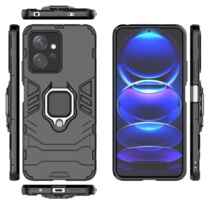 Xiaomi Redmi Note 12 4G Σκληρή Θήκη Μαύρη Με Σταντ Magnetic Ring Holder PC + TPU Phone Case Black