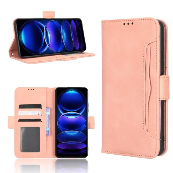 Xiaomi Redmi Note 12 5G / Xiaomi Poco X5 5G Θήκη Βιβλίο Ροζ Skin Feel Calf Texture Card Slots Phone Case Pink